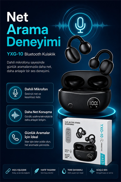 Şarj Kutulu Kulak Kancalı Bluetooth Kulaklık Mikrofonlu Müzik Ve Görüşme Uyumlu
