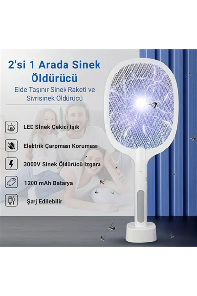 Şarjlı 300V 5 katmanlı UV ışıklı elektrikli sivrisinek ve sinek öldürücü makine - Süpermarket