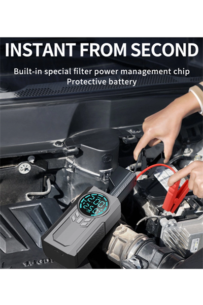 Şarjlı 8.000 Mah Taşınabilir Çanta Araç Akü Şarj Takviyeli Işıklı Hava Kompresörü Powerbankli