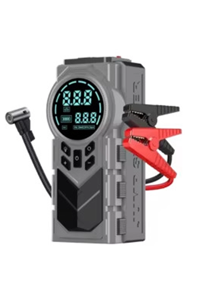 Şarjlı 8.000 Mah Taşınabilir Çanta Araç Akü Şarj Takviyeli Işıklı Hava Kompresörü Powerbankli