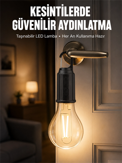 Şarjlı Aydınlatma Ampul Tasarımlı Ambians Işık Askılı Kamp Lambası