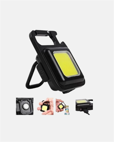Şarjlı COB LED Anahtarlık Fener – 4 Modlu, Manyetik ve Katlanabilir Standlı