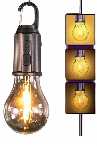 Şarjlı Dekoratif Kamp Lambası Askılı Ampul Led Işık Type-C Girişli