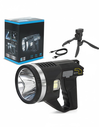 Şarjlı Dev Boy El Feneri Tripod Ayaklı Parlak Led El Lambası Kamp, Av Ve Güvenlik İçin İdeal