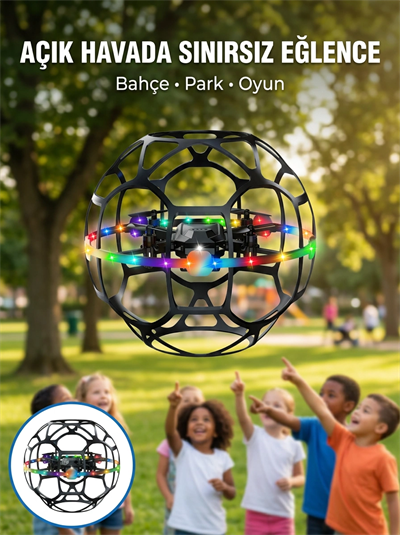 Şarjlı Futbol Topu Tasarımlı Mini Drone LED Aydınlatmalı Akıllı