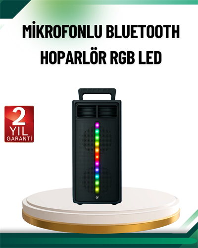 Şarjlı Işıklı Bluetooth Hoparlör | USB, AUX, TF Kart ve Radyo Destekli