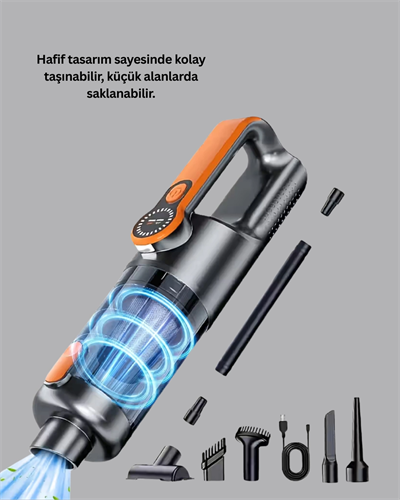 Şarjlı Kablosuz El Süpürgesi Yüksek Emiş Güçlü ve Çok Başlıklı