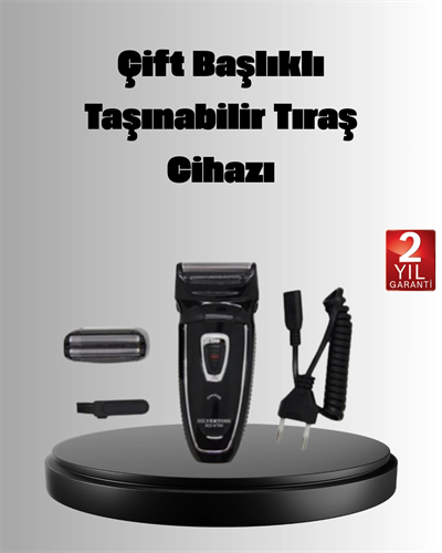 Şarjlı Kablosuz Tıraş Makinesi Çift Başlık Kuru Tıraş Ergonomik Taşınabilir