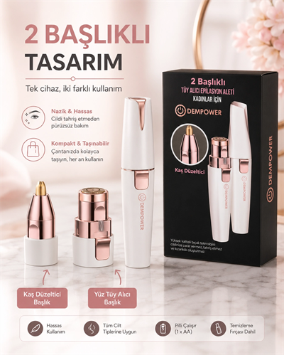 Şarjlı Kadın Tüy Alma Cihazı Kaş Düzeltici Başlıklı Hassas Epilasyon Makinesi