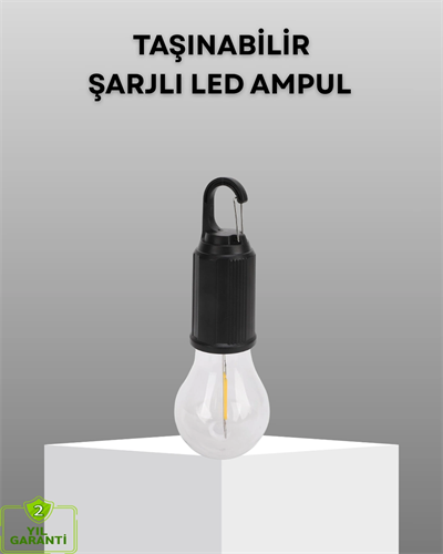 Şarjlı Kancalı LED Lamba – Kamp, Balkon ve Acil Durum Işığı
