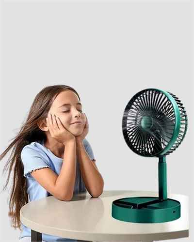 Şarjlı Katlanabilir Mini Fan – 3 Kademe Hız Ayarı, Taşınabilir Tasarım
