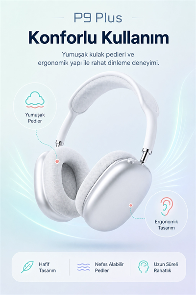 Şarjlı Kulak Üstü Stereo Kulaklık Bluetooth Uyumlu Müzik Ve Görüşme Destekli