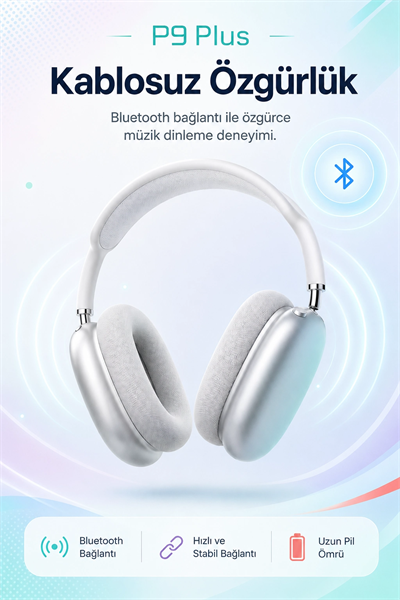 Şarjlı Kulak Üstü Stereo Kulaklık Bluetooth Uyumlu Müzik Ve Görüşme Destekli