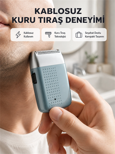 Şarjlı Kuru Kullanım Tıraş Makinesi – Kablosuz, Taşınabilir