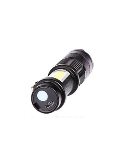 Şarjlı LED El Feneri - 14500 Pil Dahil, 4 Işık Modu, Mini Boy