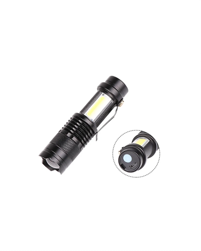 Şarjlı LED El Feneri - 14500 Pil Dahil, 4 Işık Modu, Mini Boy