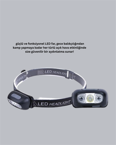 Şarjlı LED Kafa Feneri | 4 Modlu Akıllı Sensörlü Far | Su Geçirmez IPX5 Kamp ve Balıkçı Lambası