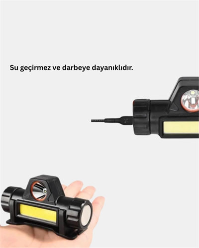Şarjlı LED Kafa Feneri – Çift Fonksiyonlu, 200LM Işık Gücü, IP44 Suya Dayanıklı