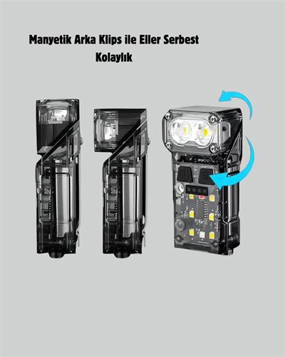 Şarjlı LED Kafa Lambası Manyetik Klipsli El Sensörlü Çok Fonksiyonlu