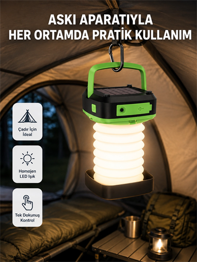 Şarjlı LED Lamba – Dokunmatik Sensörlü, 3 Kademeli Parlaklık