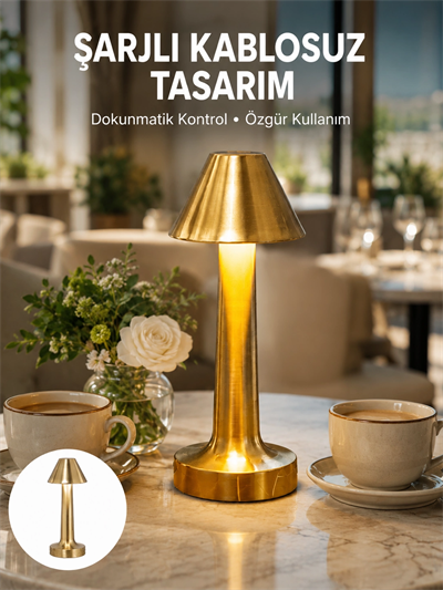 Şarjlı Masa Lambası 3 Işık Modu Kademesiz Karartma Metal Gövde Yeni Nesil