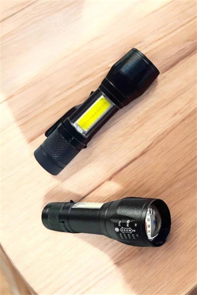 Şarjlı Metal Zoomlu El Feneri Işıldak Led Işık Taşınabilir El Lambası