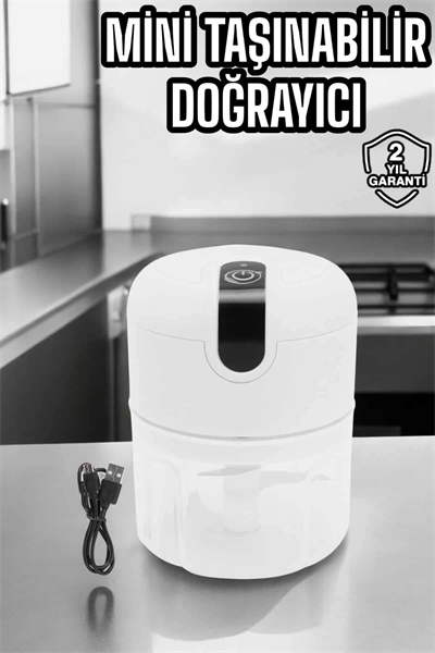 Şarjlı Mini El Rondosu Doğrayıcı Taşınabilir 250 ml Çelik Bıçaklı