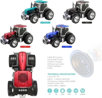 Şarjlı Nostaljik Traktör Tasarımlı Usb/aux Çıkışlı Fm Radyolu Bluetooth Hoparlör Speaker Bx40