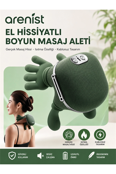 Şarjlı Parmak Hissi Masaj Cihazı Isıtmalı Boyun Sırt Omuz Bacak Kullanımı Rahat Model