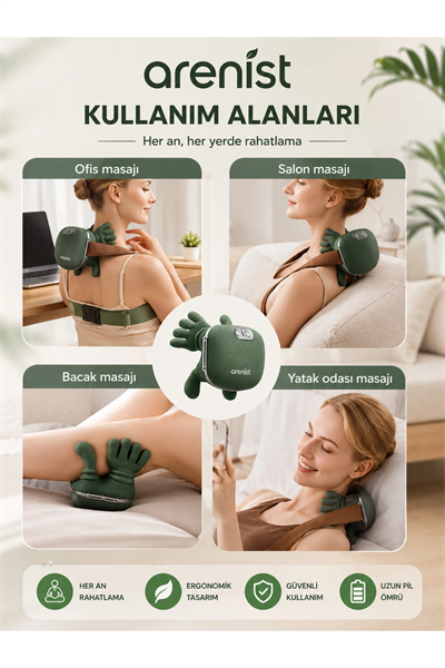 Şarjlı Parmak Hissi Masaj Cihazı Isıtmalı Boyun Sırt Omuz Bacak Kullanımı Rahat Model
