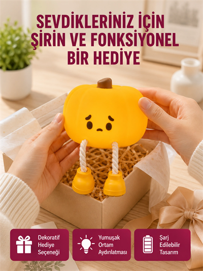 Şarjlı Pumpkin LED Masa Lambası Zamanlayıcılı Dokunmatik Yeni Nesil