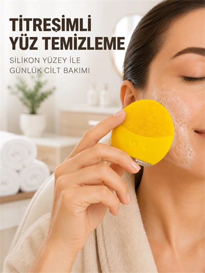 Şarjlı Silikon Yüz Temizleme ve Cilt Bakım Cihazı Titreşimli Masaj Fırçası