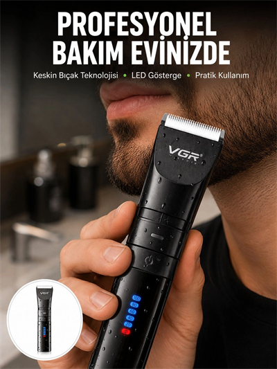 Şarjlı Tıraş Makinesi –Dijital Ekranlı, Hızlı Şarjlı, Profesyonel Kesim Seti Yeni Nesil