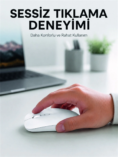 Şarjlı Wireless Mouse Bluetooth Çift Modlu Sessiz Yüksek Hassasiyetli Fare