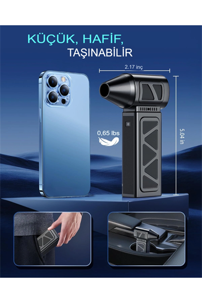 Şarjlı araç kurutma cihazı siyah 2501-3000 watt 9000 PA 2 yıl garantili - Yok Hepa Filtre