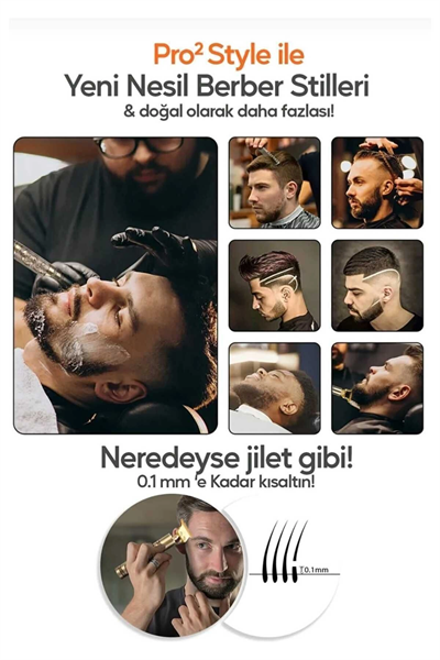 Şarjlı kuru saç sakal vücut tıraş makinesi altın renk 3-5 başlıklı 1 yıl garantili