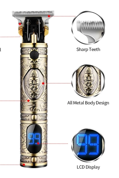 Şarjlı kuru saç sakal vücut tıraş makinesi metalik renk 3-5 başlıklı lcd ekranlı
