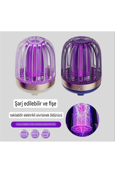 Şarjlı uv ışıklı elektrikli sivrisinek öldürücü lamba makine 15cm tehlikeli değil