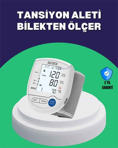 Şarjlı ve Pilli Bilek Tansiyon Ölçer Dijital Ekran Hafıza Kayıtlı