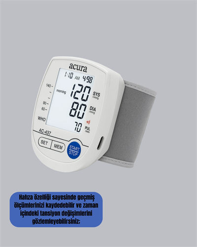 Şarjlı ve Pilli Bilek Tansiyon Ölçer Dijital Ekran Hafıza Kayıtlı