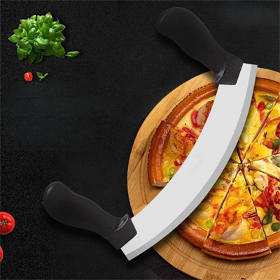 Satır Kıyma Bıçağı - Yarım Ay Modeli - Sebze Doğrama Satırı - Pizza Dilimleme Bıçağı - Paslanmaz Çelik