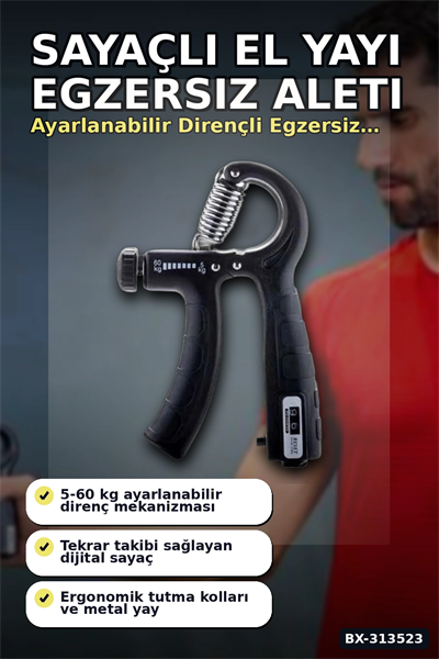 Sayaçlı 15.5 Cm El Yayı Egzersiz Aleti - Tekli Paket, Fitness Spor Ekipmanı BX-313523
