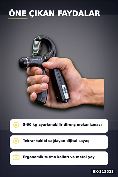 Sayaçlı 15.5 Cm El Yayı Egzersiz Aleti - Tekli Paket, Fitness Spor Ekipmanı BX-313523