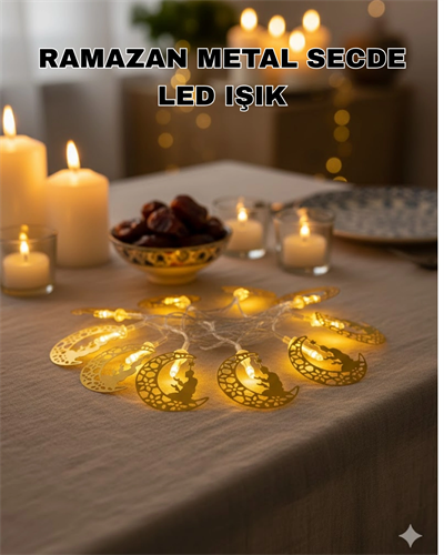 Secde Eden Adam Figürlü Ay Tasarımlı Ramazan LED Işık