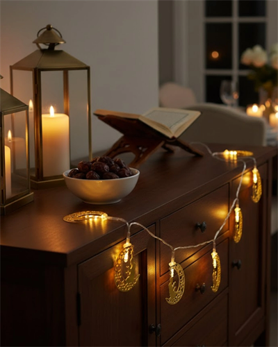 Secde Eden Adam Figürlü Ay Tasarımlı Ramazan LED Işık