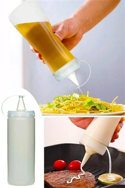 Şeffaf Kapaklı Sızdırmaz Yağlık Sosluk Şişesi Plastik Yağdanlık 400 Ml. Ap-9028 Bx40