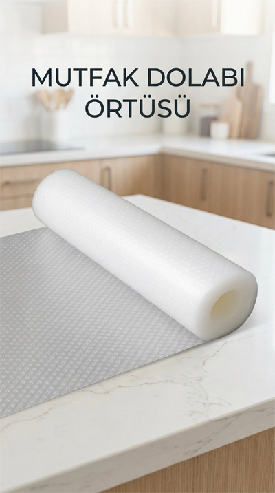 Şeffaf Kaydırmaz Dolap İçi Raf Örtüsü 45x300 cm PVC Malzeme