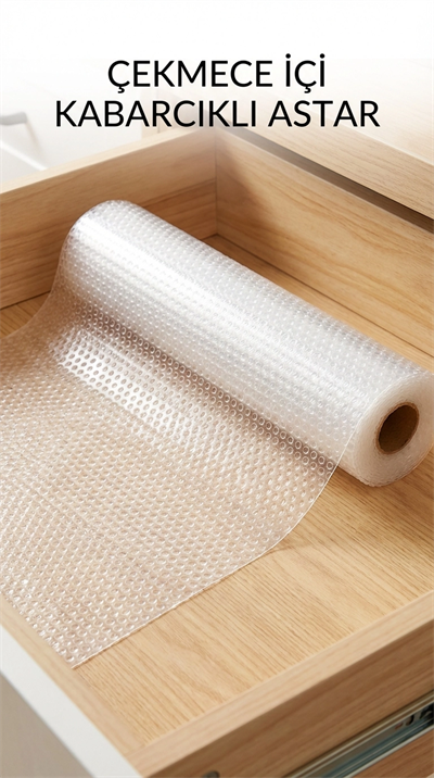 Şeffaf Kaydırmaz Dolap İçi Raflık Koruyucu Çekmece Örtüsü 45x300 cm PVC Eva
