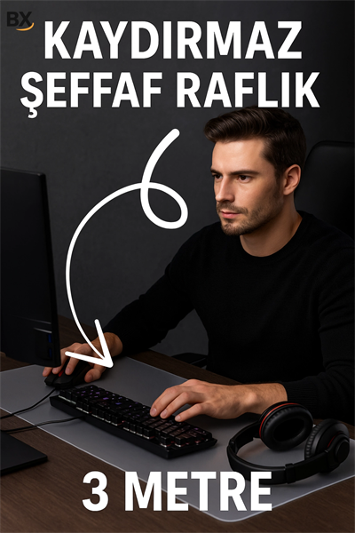 Şeffaf Kaydırmaz Raflık 45x300 Cm Dolap İçi, Çekmece ve Buzdolabı İçin Koruyucu EVA Pvc Örtü