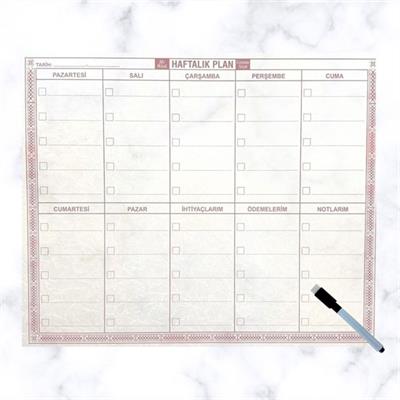 Şeffaf Kendiliğinden Yapışkanlı Kalemli Haftalık Planlayıcı 40cm-50cm (3936)